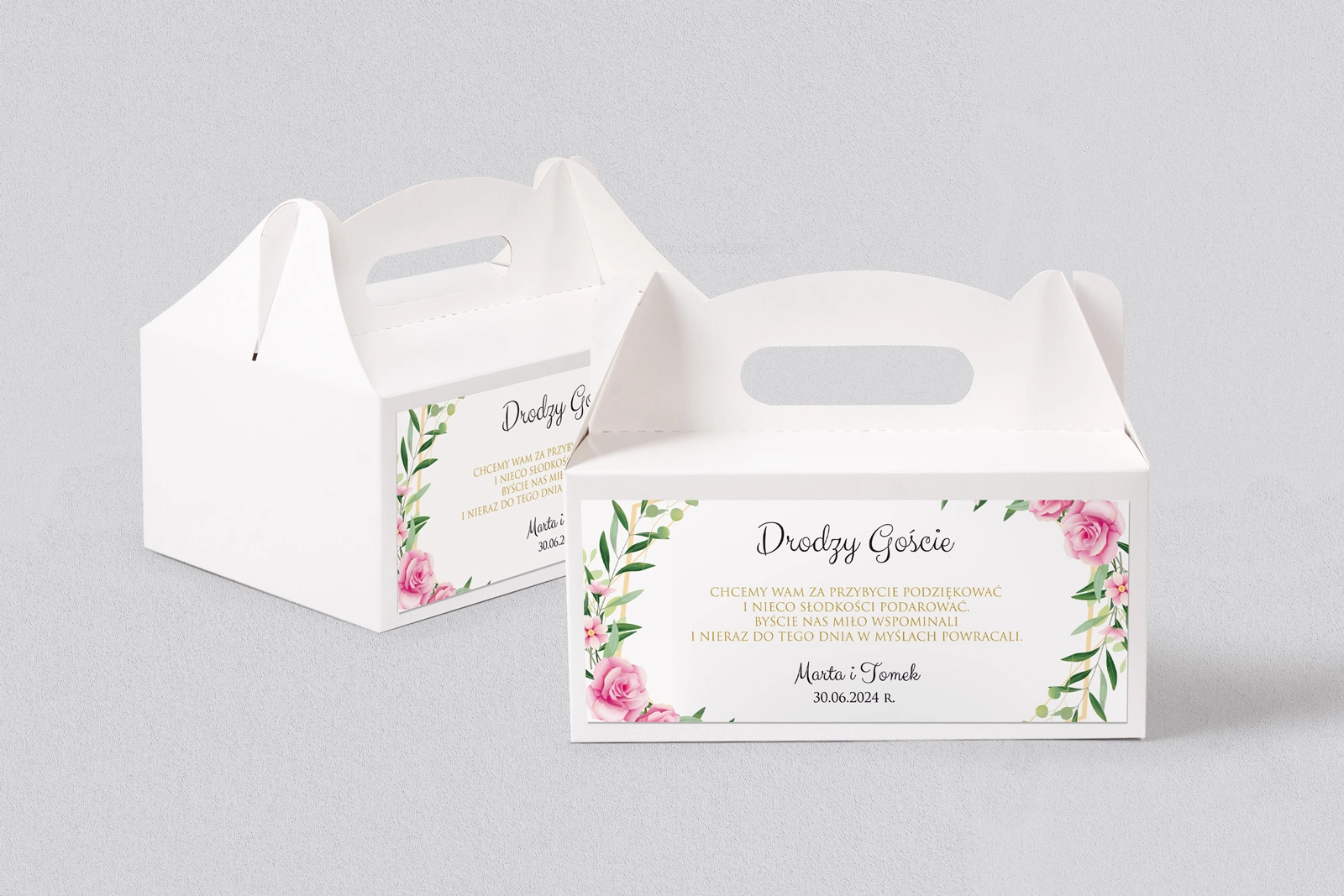 Pudełko na ciasto weselne Flowers & Frame - Motyw 4