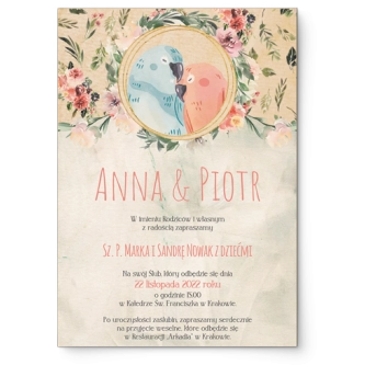 Zaproszenia ślubne Animals - Drewniane Motyw 3