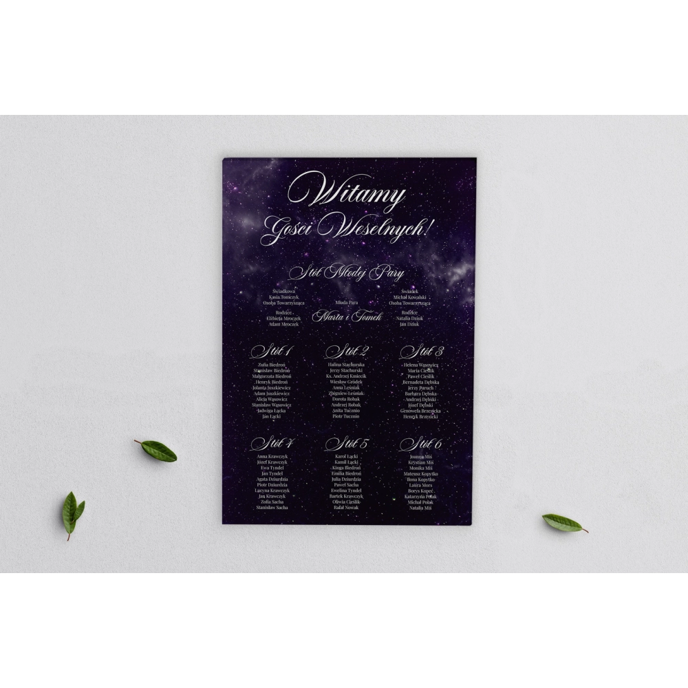 Plan stołów weselnych na płótnie Galaxy - Motyw 2