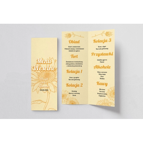 Menu Weselne Sunflowers Motyw 1