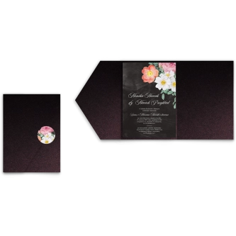 Zaproszenia ślubne w&nbsp;Etui Black Flowers - Motyw 3