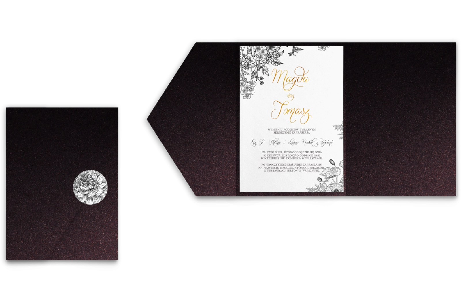 Zaproszenia ślubne w Etui Adore - Motyw 2