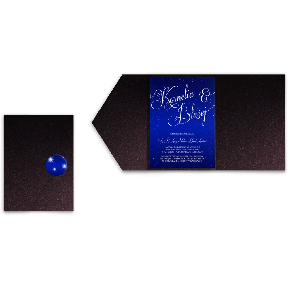 Zaproszenia ślubne w etui Gwieździsta noc - motyw 2