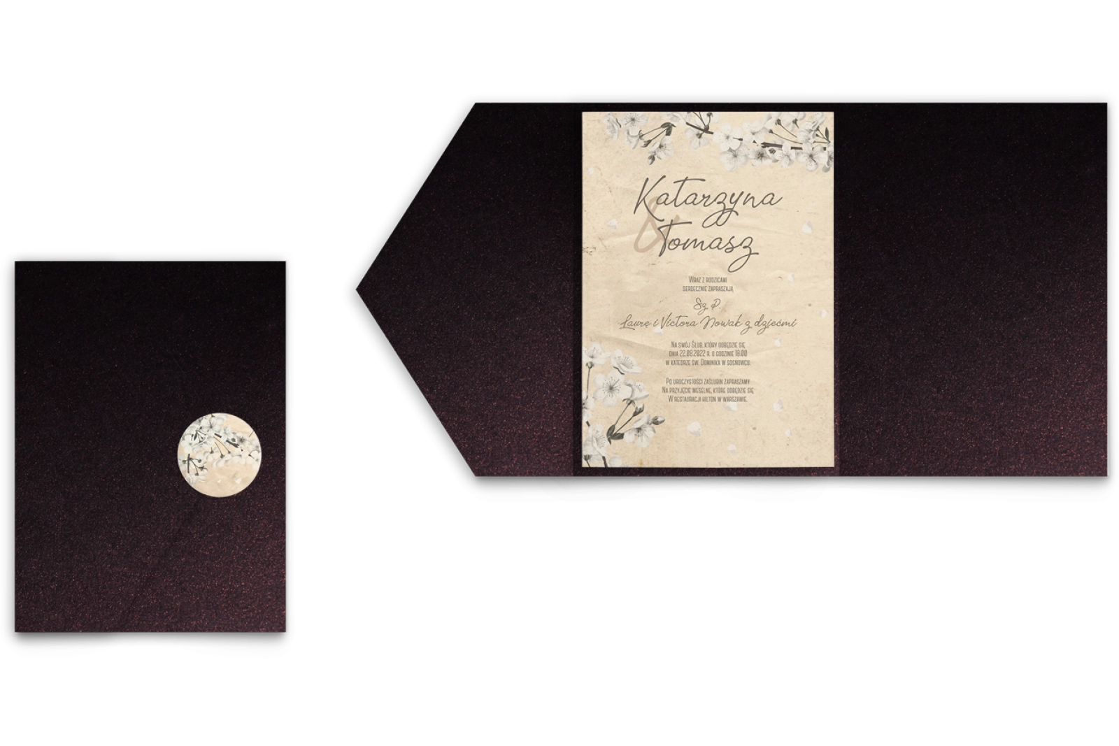 Zaproszenia ślubne w etui Old Fashion - motyw 2