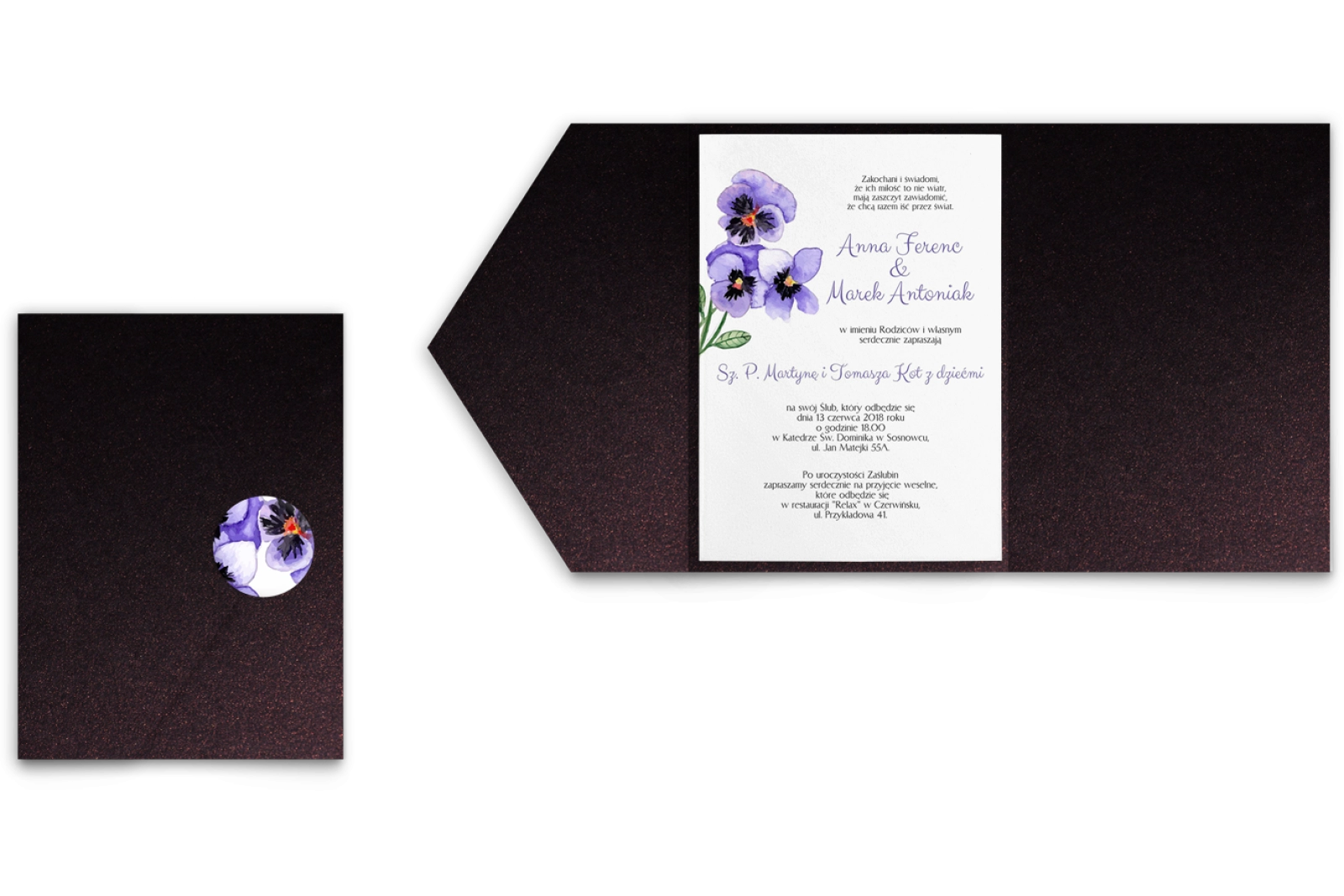 Zaproszenia ślubne w etui Sweet Love - motyw 3