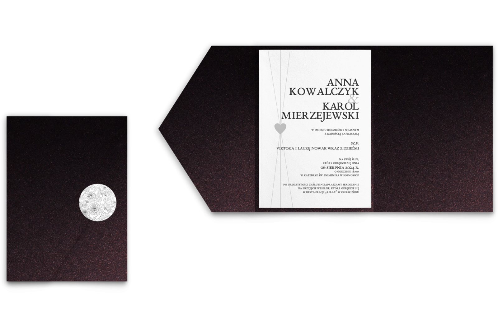 Zaproszenia ślubne w Etui Elegance motyw 2