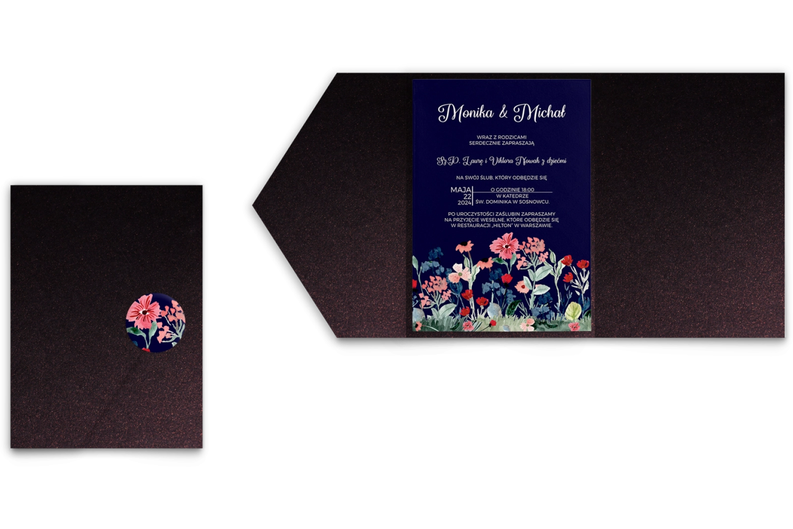 Zaproszenia ślubne w etui Wildflowers - motyw 1