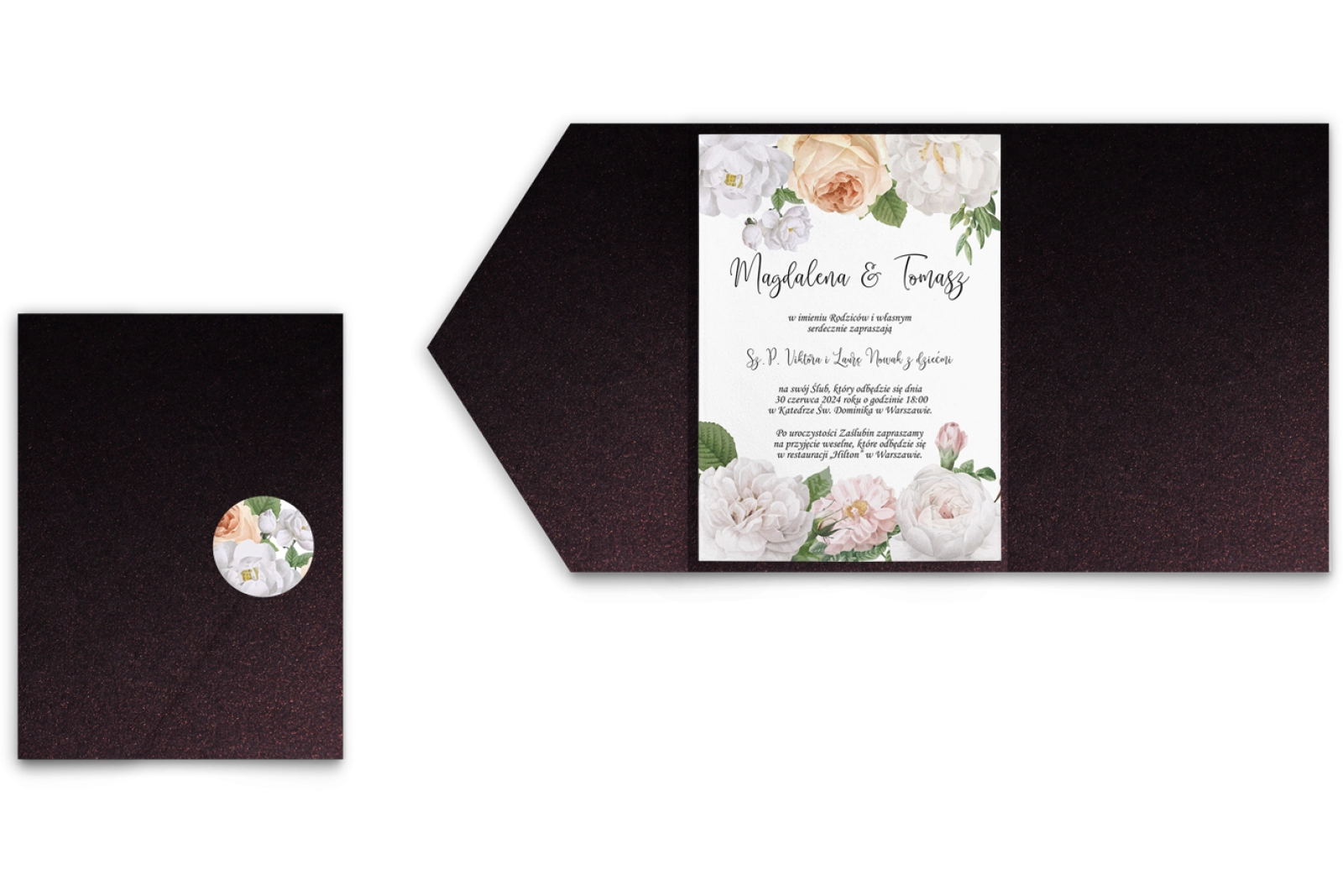 Zaproszenia ślubne w etui Ofelia - motyw 3