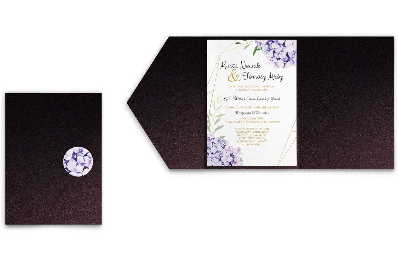 Zaproszenia ślubne w Etui Flowers & Frame - Motyw 1