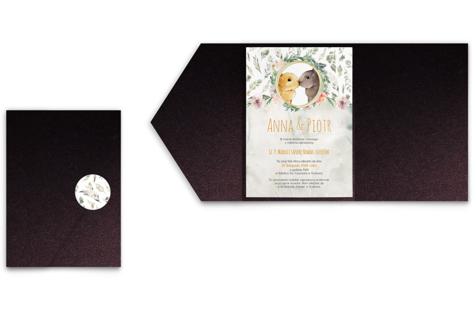 Zaproszenia ślubne w Etui Animals - Motyw 4