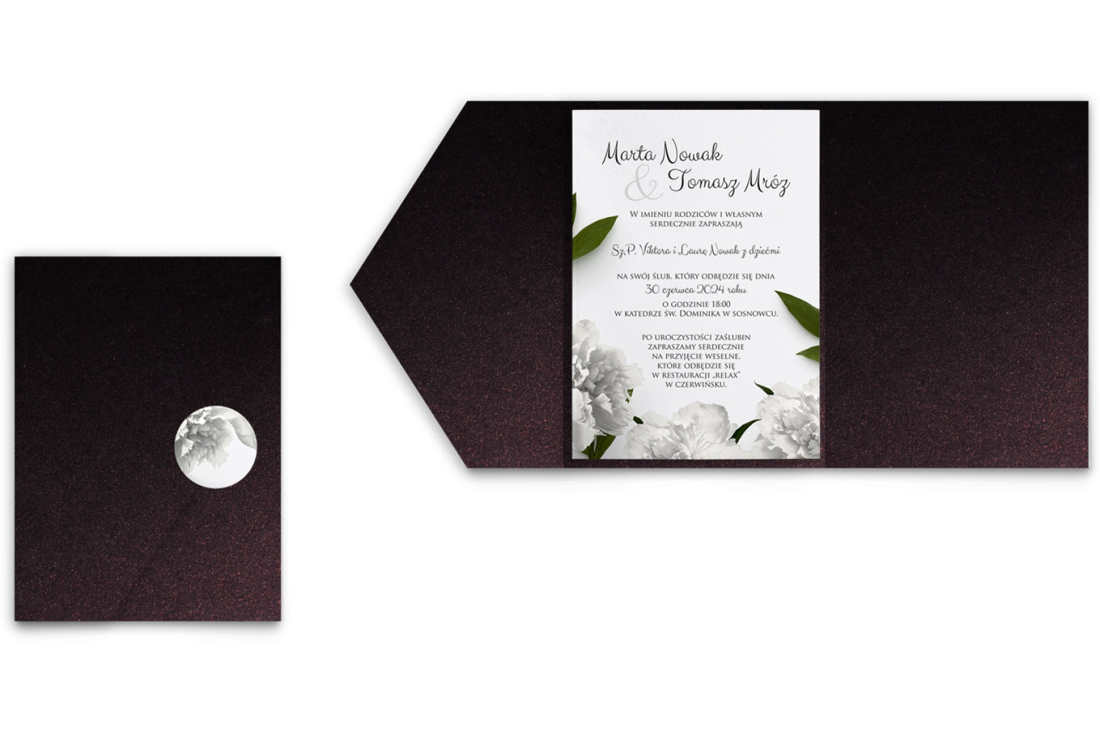 Zaproszenia ślubne w etui Soft - motyw 3