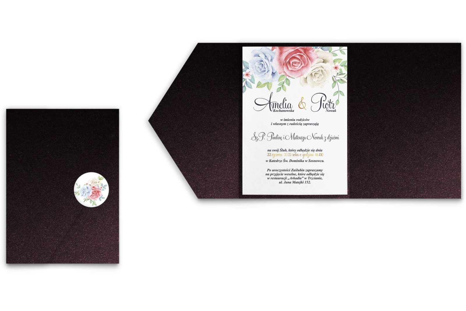 Zaproszenia ślubne w etui Geometryczne Serce - motyw 3