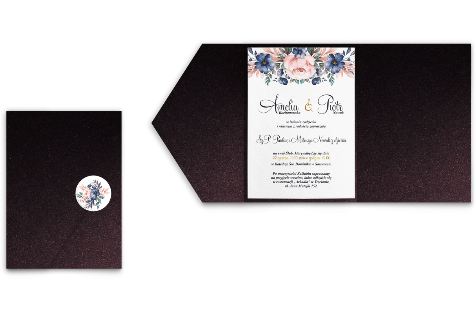 Zaproszenia ślubne w etui Geometryczne Serce - motyw 2