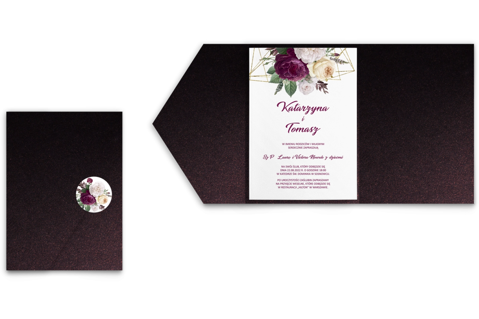 Zaproszenia ślubne w etui Modena - motyw 1