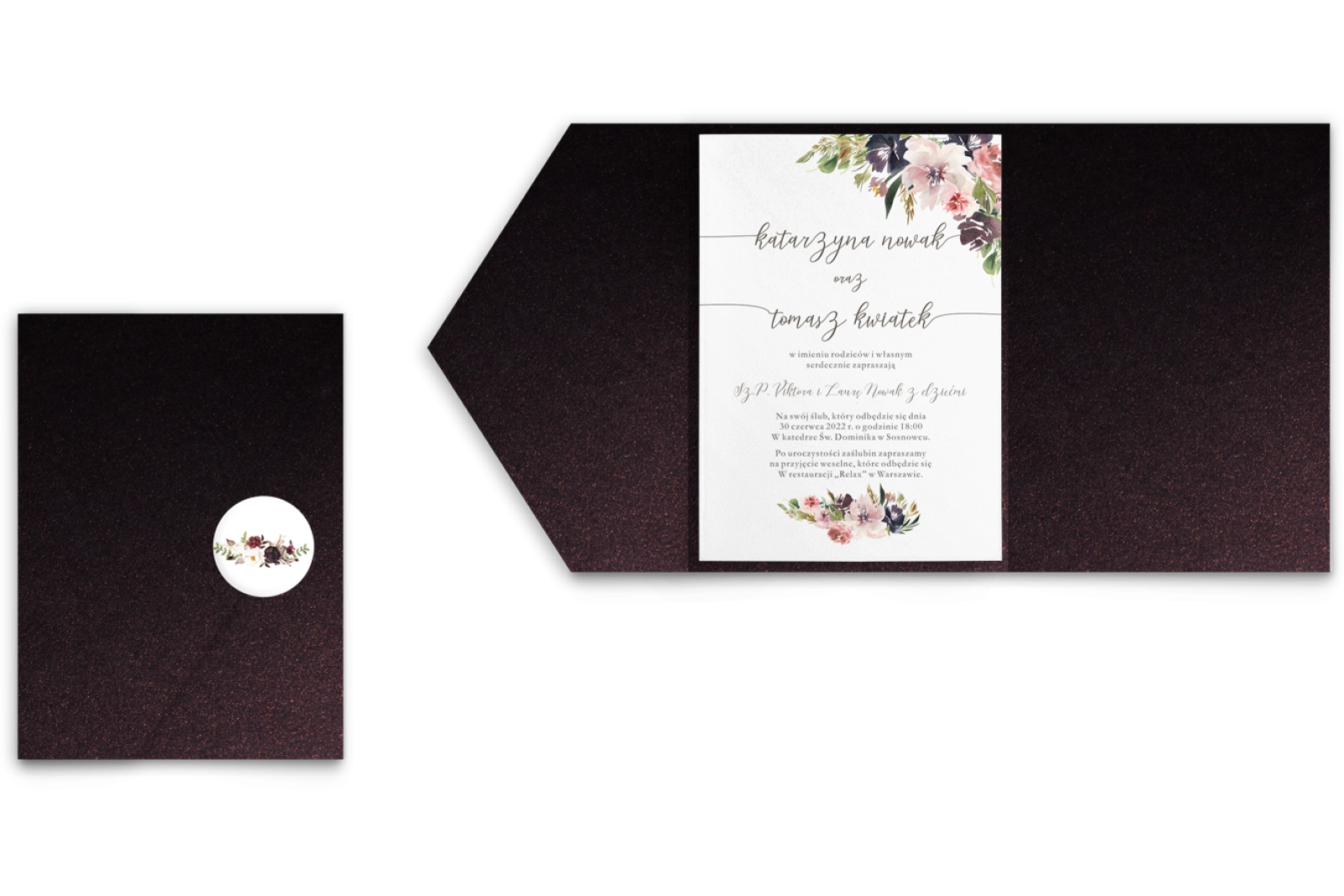 Zaproszenia ślubne w etui PasteLove- motyw 4