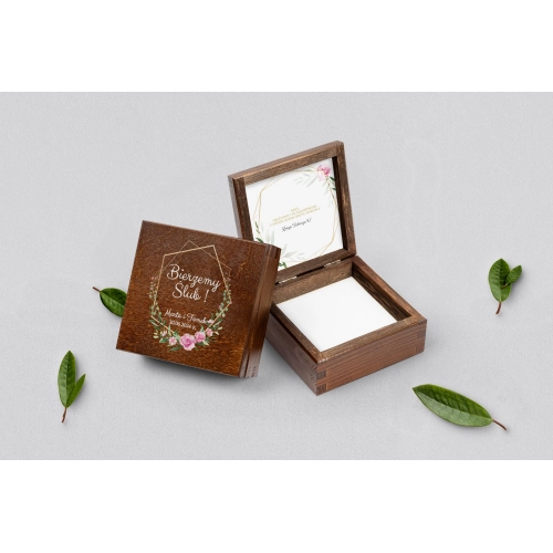 Pudełko na obrączki brązowe - Flowers & Frame Motyw 4