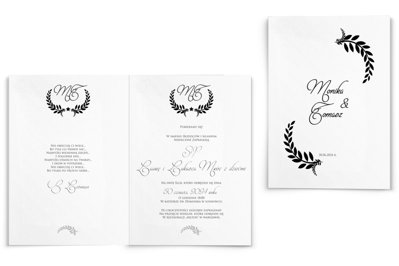 Zaproszenia ślubne Alloro - Składane Motyw 3