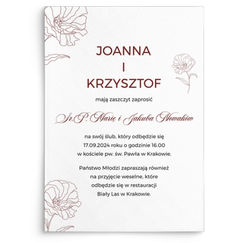 Zaproszenia ślubne Burgundy - Motyw 3