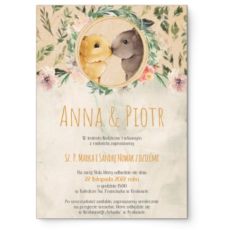 Zaproszenia ślubne Animals - Drewniane Motyw 4