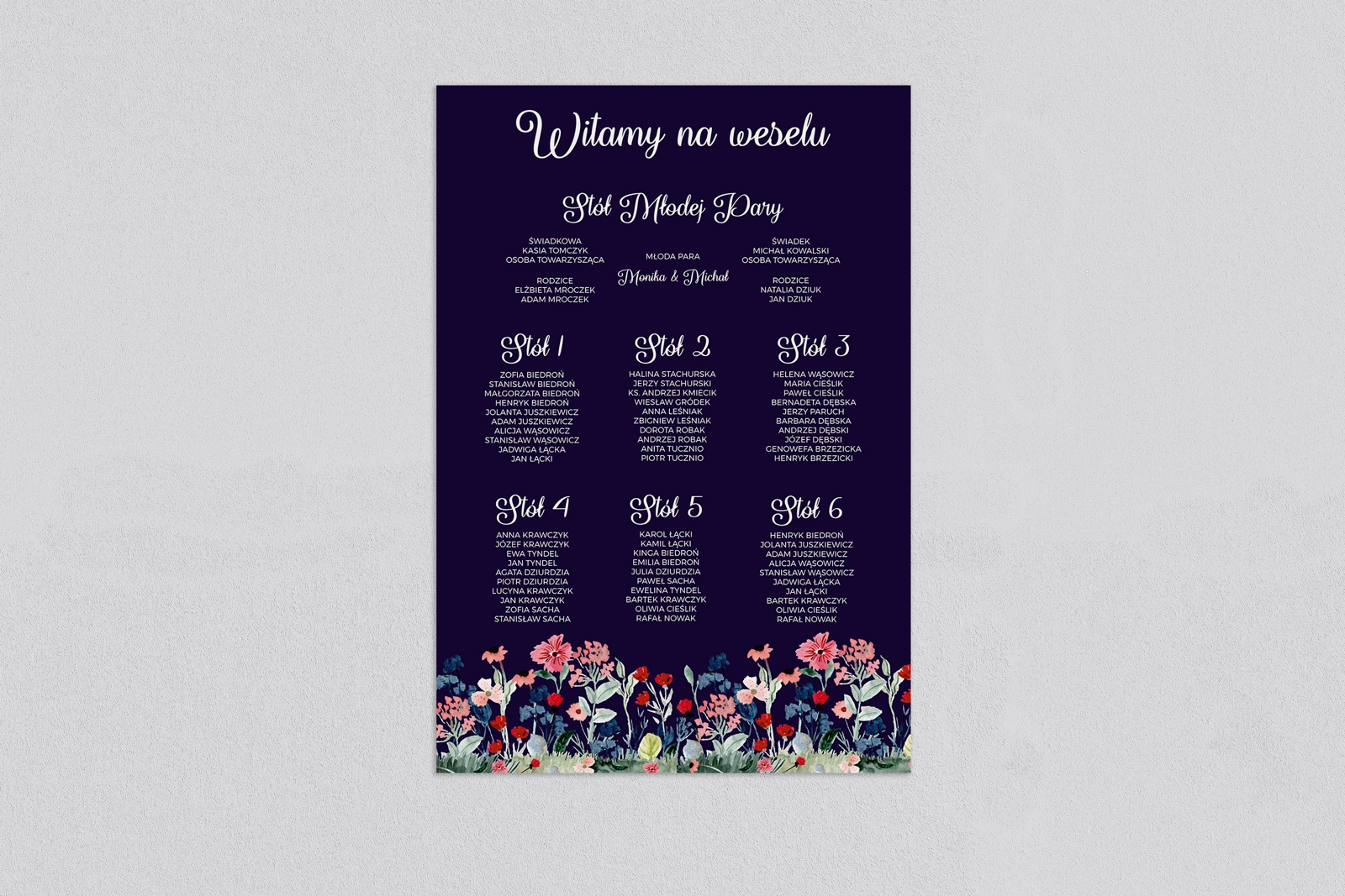 Plan stołów weselnych Wildflowers - Motyw 1