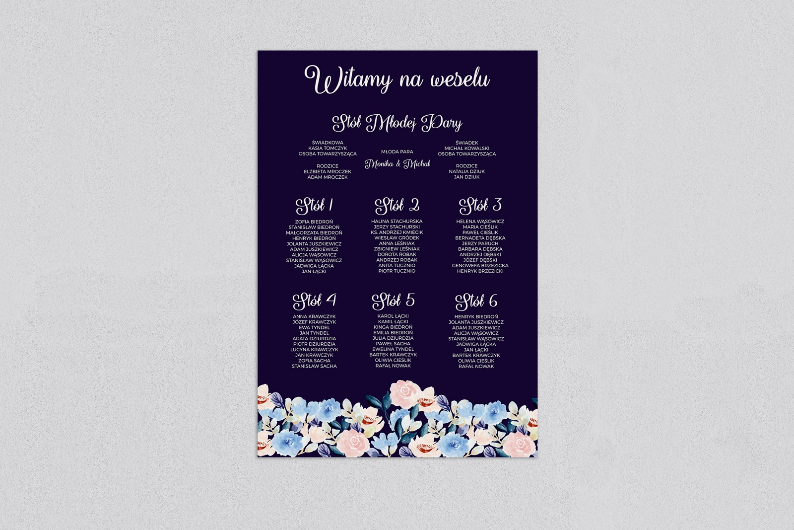 Plan stołów weselnych Wildflowers - Motyw 2