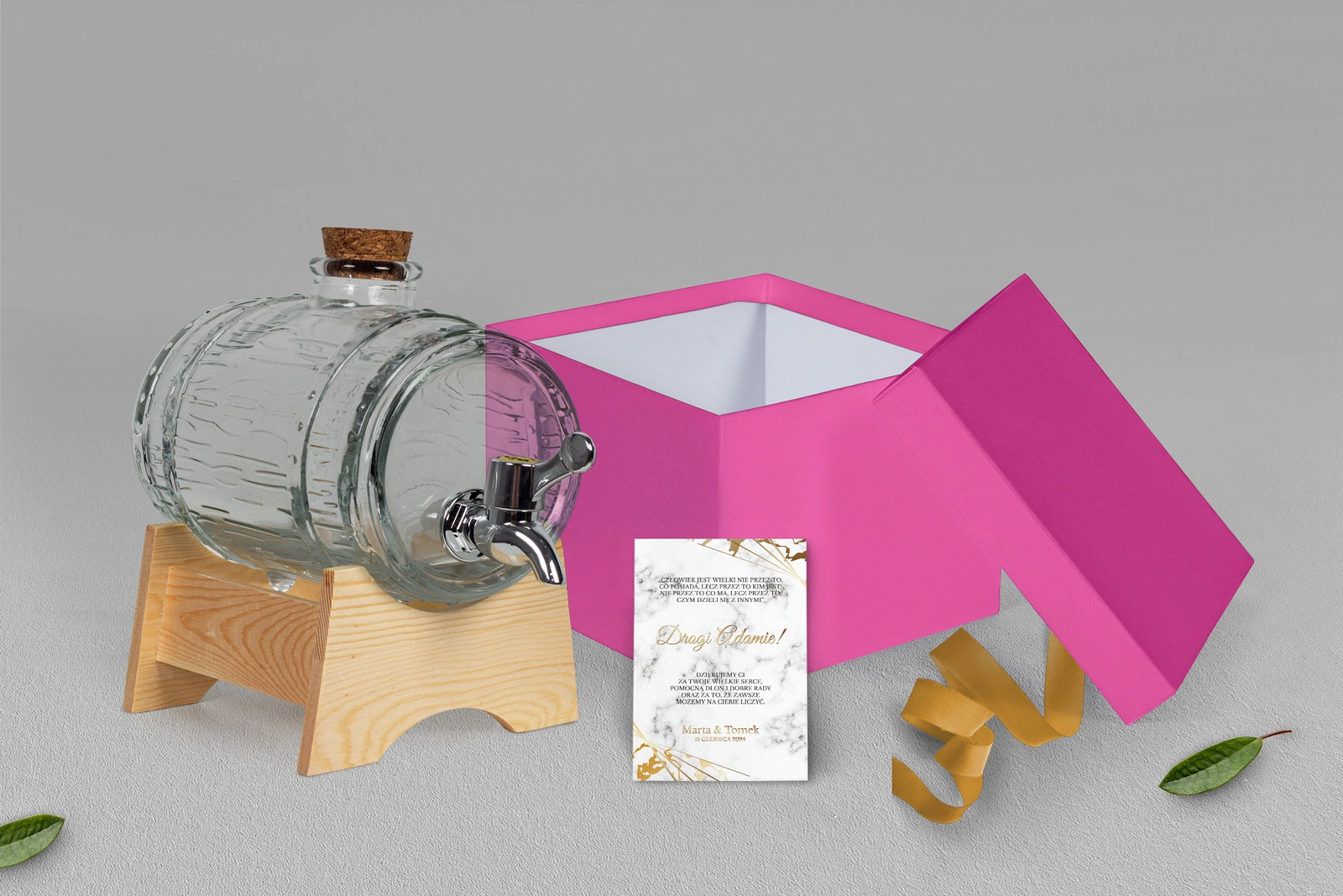 Antałek - opakowanie różowe Marmur & Złoto - Motyw 4