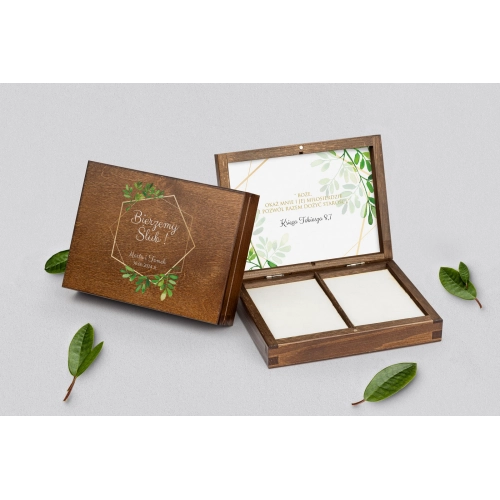 Pudełko na obrączki prostokątne brązowe - Flowers & Frame Motyw 3