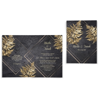 Zaproszenia ślubne Złote Kwiaty - Składane Motyw 4