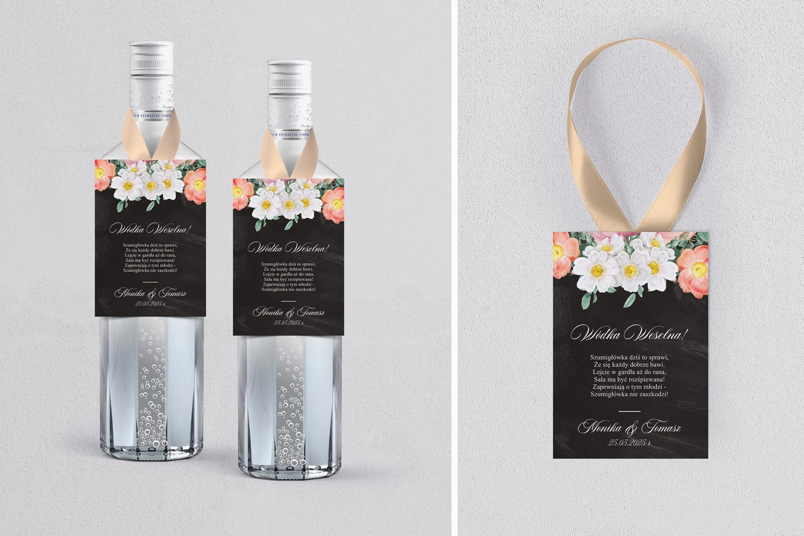 Zawieszka na alkohol Black Flowers - Motyw 3