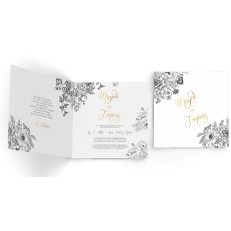 Zaproszenia ślubne Adore - Składane Kwadrat Motyw 2