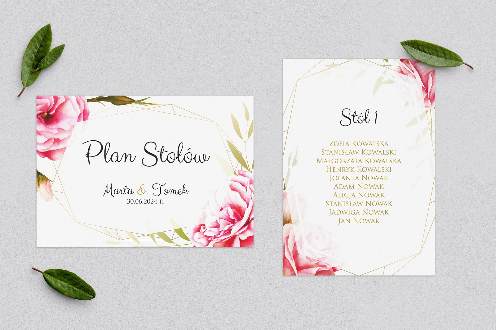 Plan Stołów - Karteczka Flowers & Frame Motyw 5
