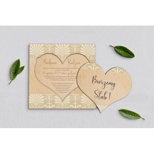 Drewniane Zaproszenie dla Rodziców - Vintage Motyw 1