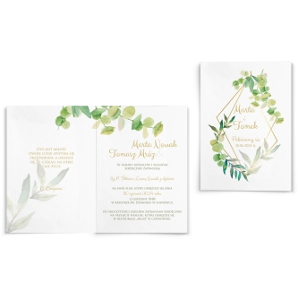 Zaproszenia ślubne Liście - Składane Motyw 4
