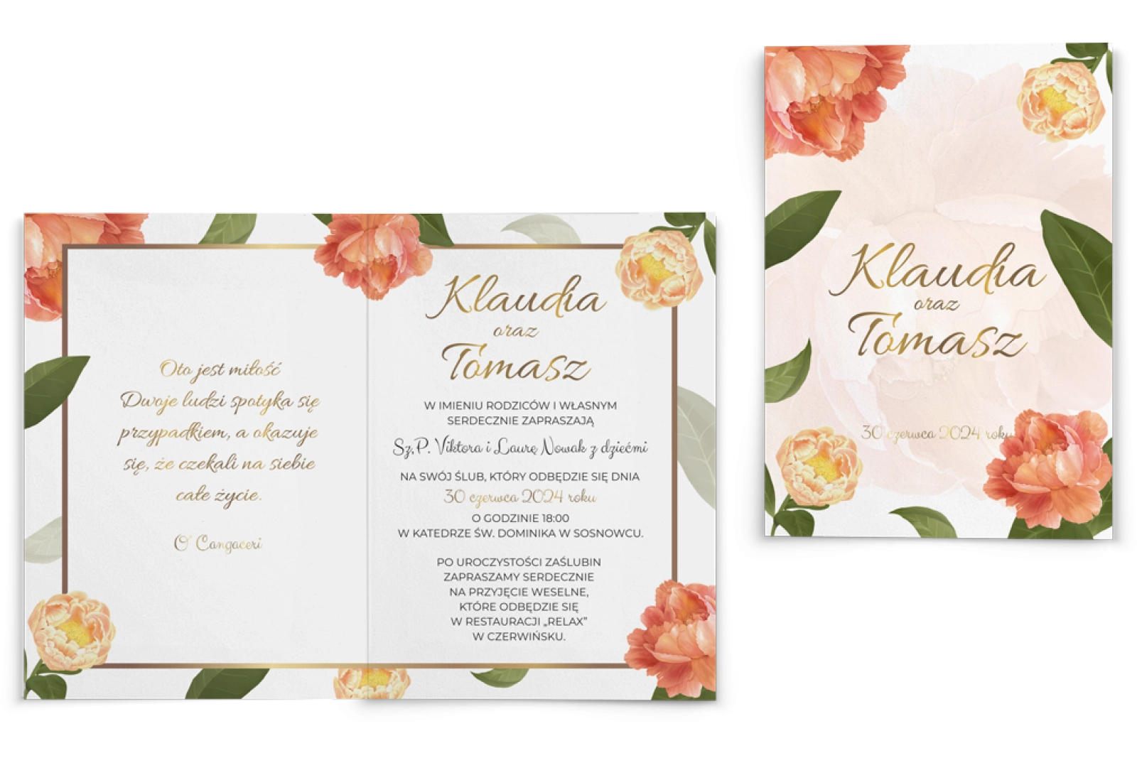 Zaproszenia ślubne Dream - Składane Motyw 5