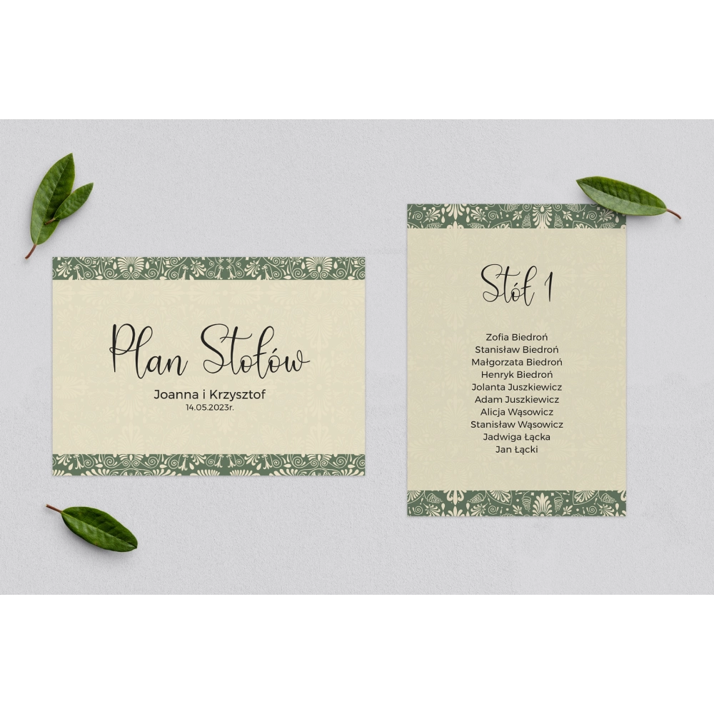 Plan Stołów - Karteczka Vintage Motyw 2