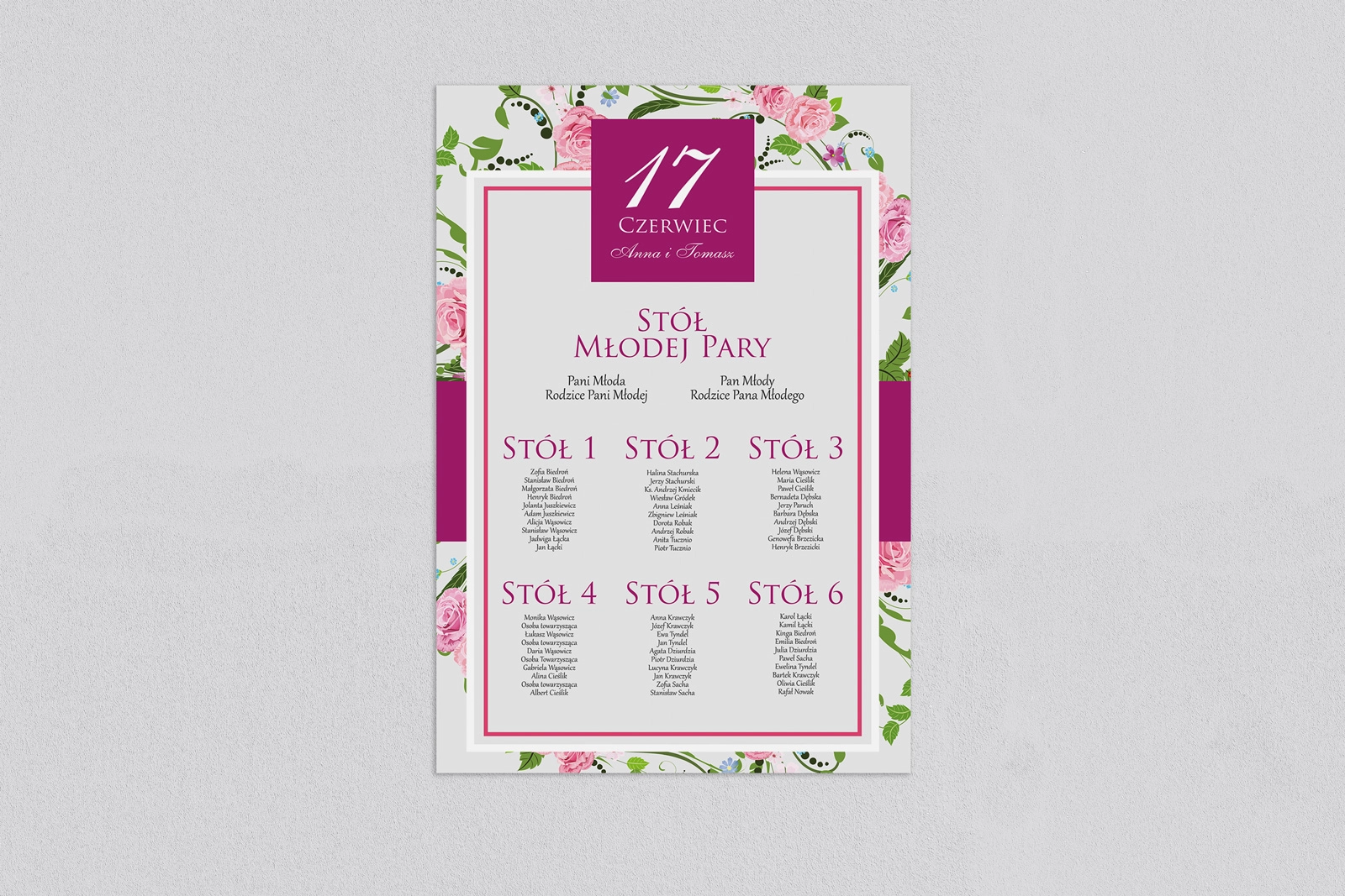 Plan stołów weselnych Nasz Dzień Motyw 4