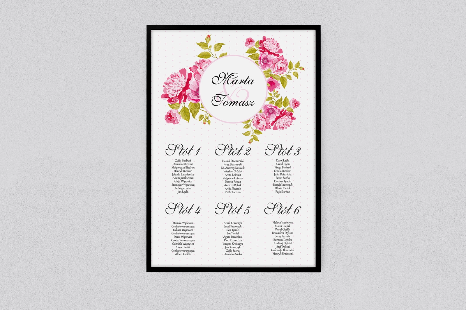 Plan stołów weselnych Radosny Dzień Motyw 2