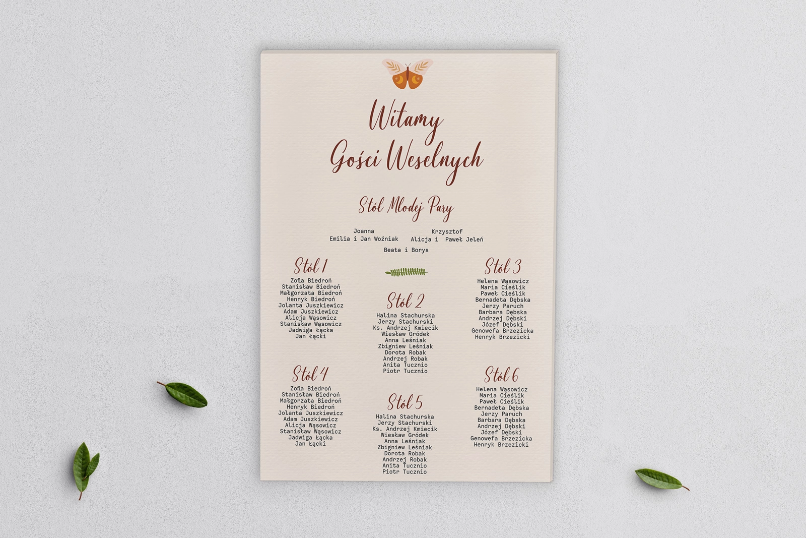 Plan stołów weselnych na płótnie Butterflies - Motyw 1