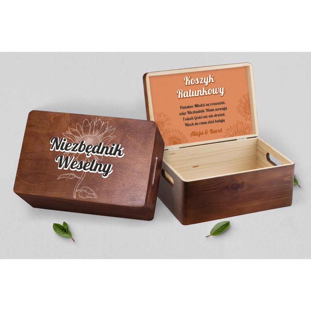 Koszyczek ratunkowy weselny brązowy - Sunflowers Motyw 2