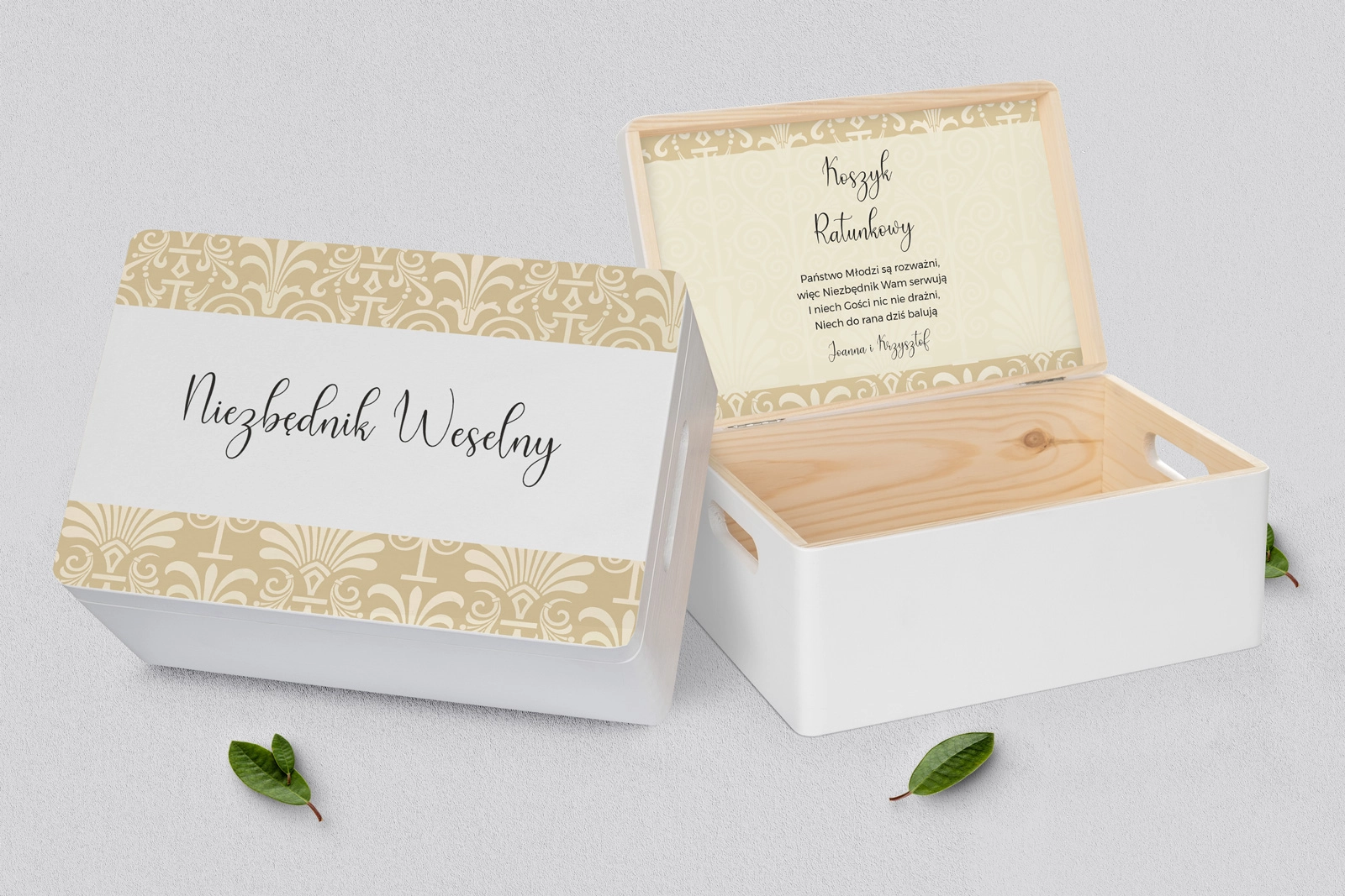 Koszyczek ratunkowy weselny biały - Vintage Motyw 1