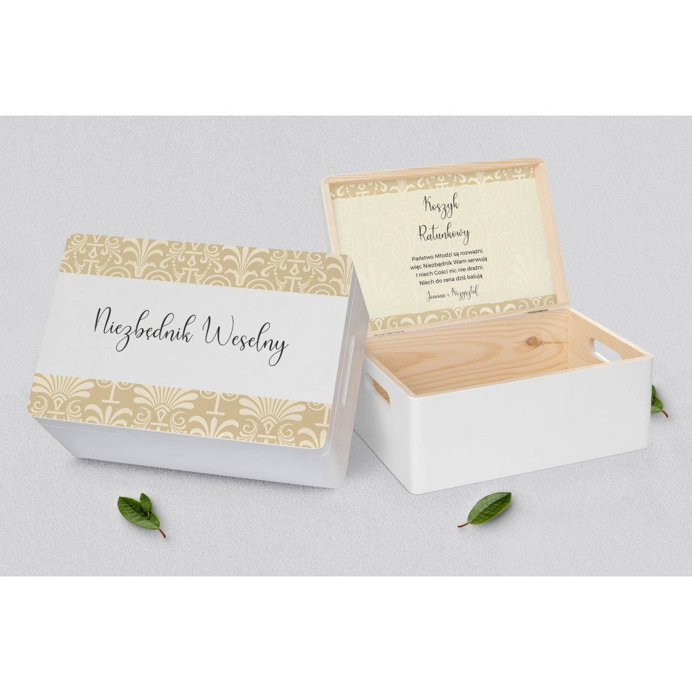 Koszyczek ratunkowy weselny biały - Vintage Motyw 1