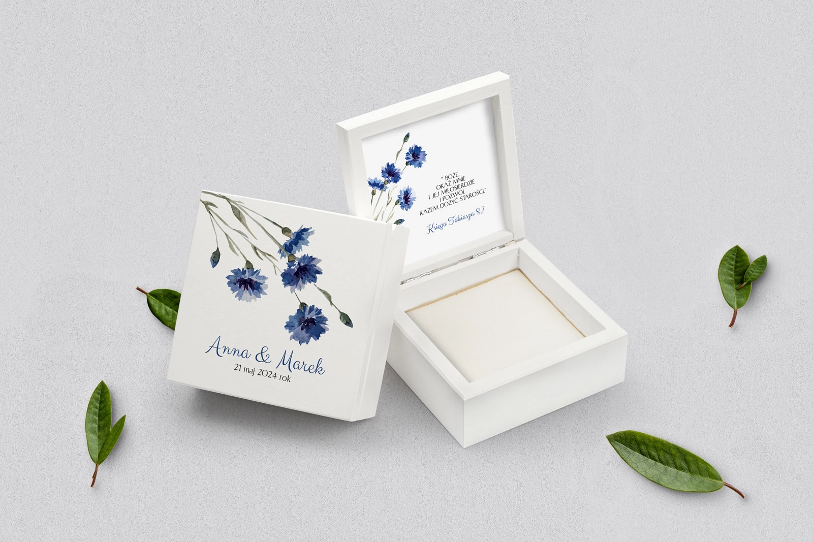 Pudełko na obrączki białe - Sweet Love Motyw 1