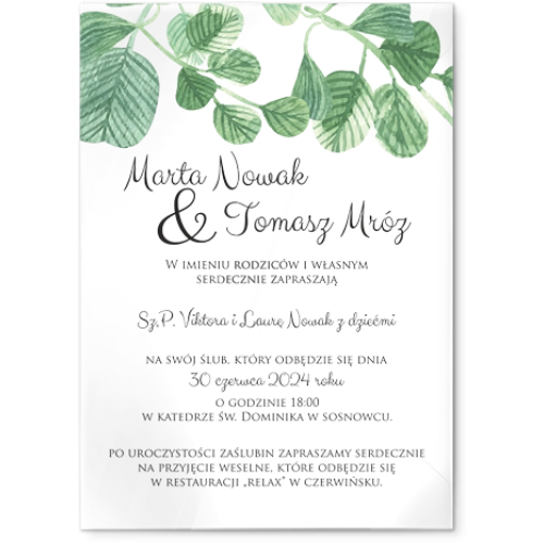 Zaproszenia ślubne Liście - Akrylowe Motyw 6