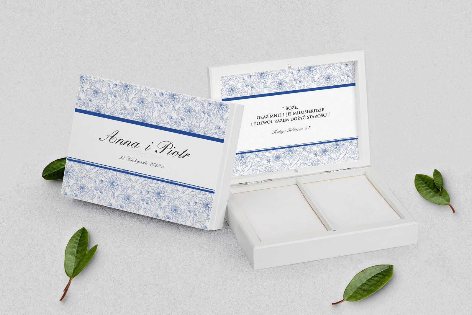 Pudełko na obrączki prostokątne białe - Ornaments Motyw 6