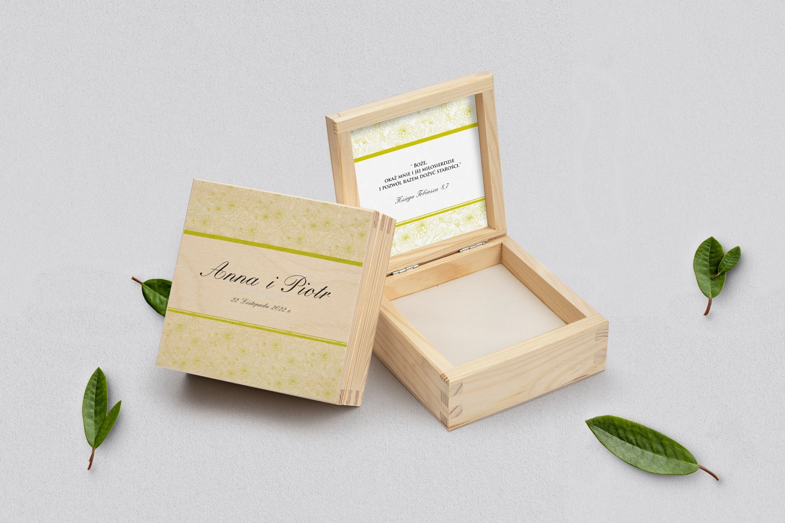 Pudełko na obrączki naturalne - Ornaments Motyw 11