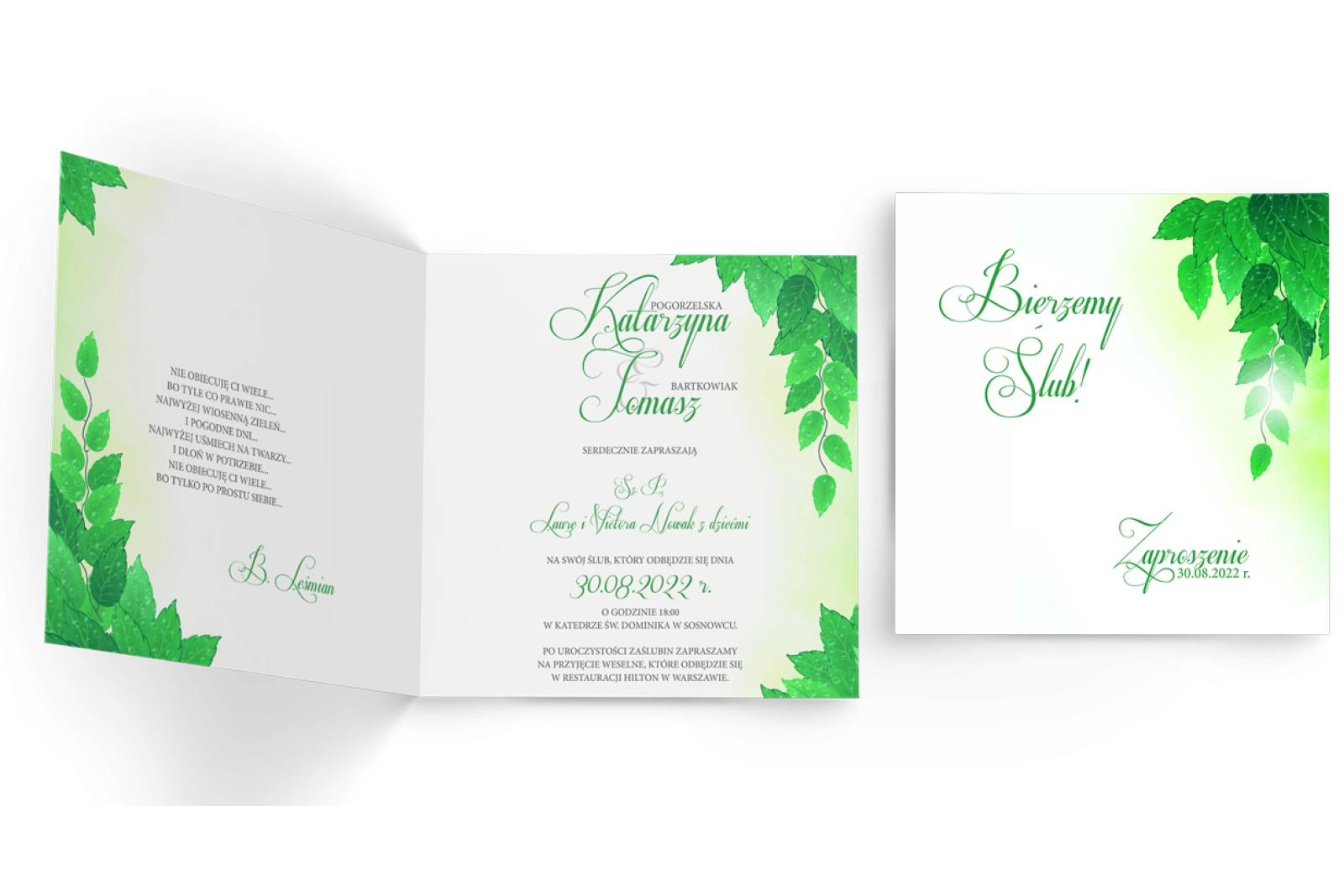 Zaproszenia ślubne About You - Składane Kwadrat Motyw 3