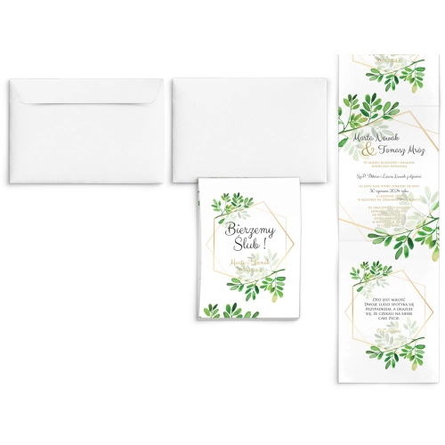 Zaproszenia ślubne Harmonijka - Flowers & Frame Motyw 3