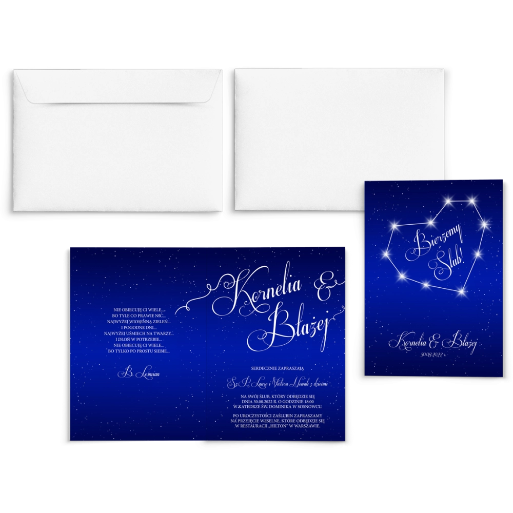 Zaproszenia ślubne Gwiaździsta Noc - Składane Motyw 1