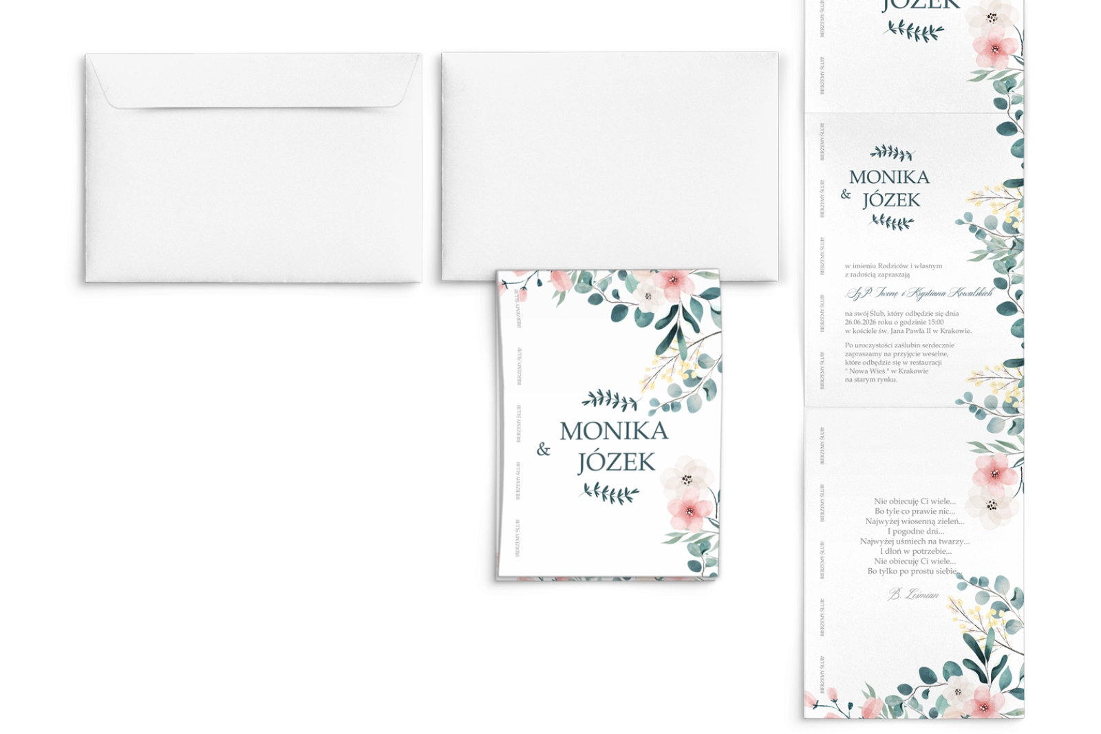 Zaproszenia ślubne Harmonijka - Name Motyw 2