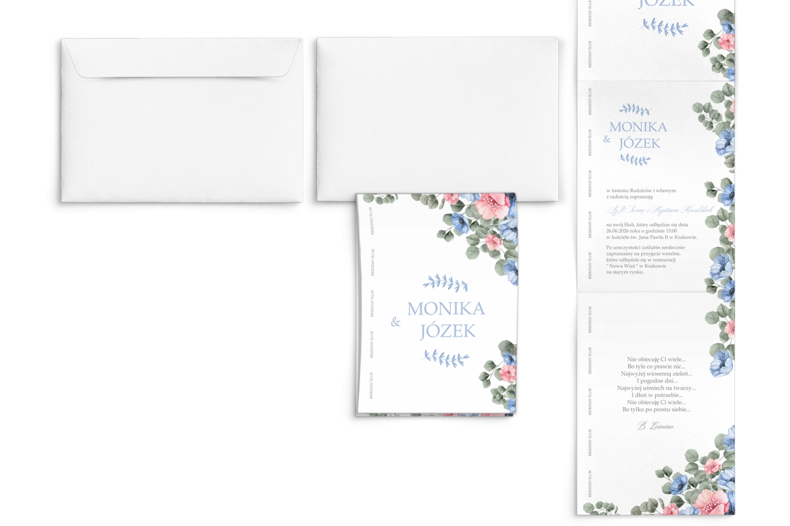 Zaproszenia ślubne Harmonijka - Name Motyw 1